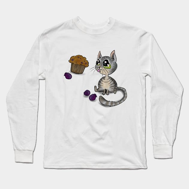 Blueberry Muffin Bloop Kitty Long Sleeve T-Shirt by Shadowind